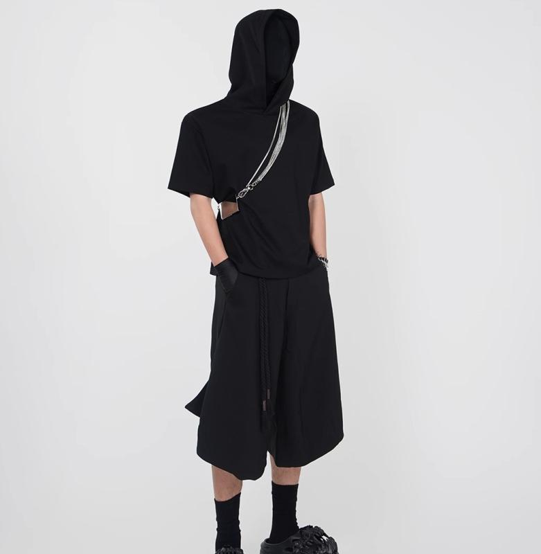 メンズ セットアップ 御膳上等感 ボンネット付き添い人 格好のいい 半袖 表どおり流行り物 プルオーバー 男女兼用 ユニ一発やる 冷やりとした 心地よい 黒 御居処跳ねる 社交ダンス