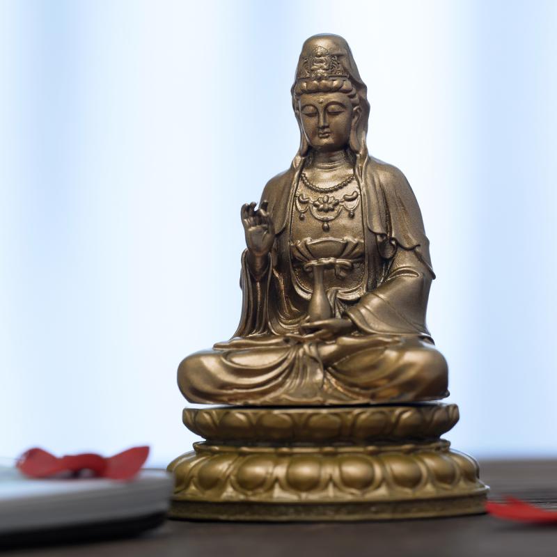 置物 お守り 西洋 三聖仏像 観音像 装飾品 観音菩薩像 家庭 礼拝 ポータブル コンパクト 仏教 茶室 装飾｜Hanbok Home