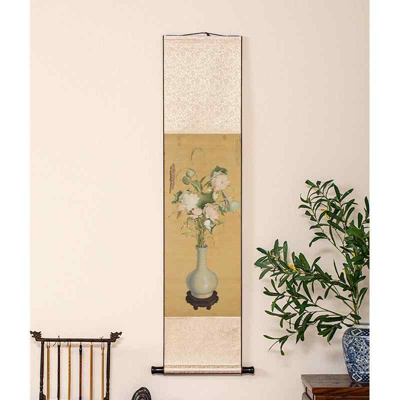 掛け軸 中国 レトロ 古風 茶室 チャイナ 巻物 絵画 風景画 絵 リビング ルーム 廊下 書斎 縦 装飾 インテリア アート 高級感