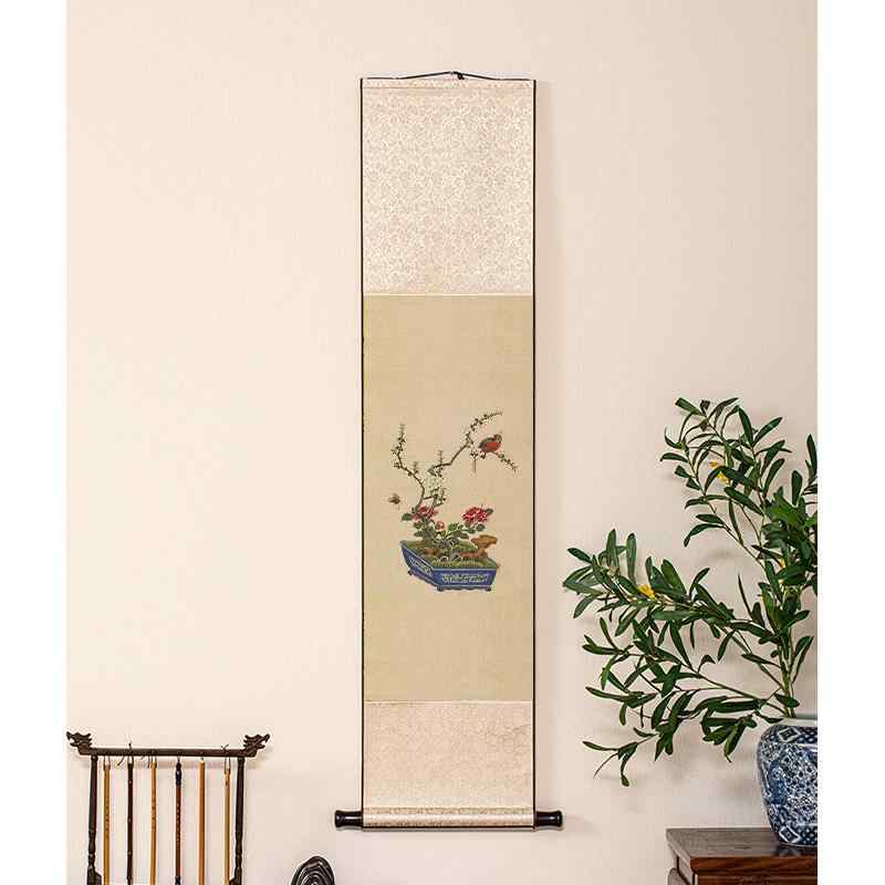 掛け軸 中国 レトロ 古風 茶室 チャイナ 巻物 絵画 生け花 盆栽 リビング ルーム 廊下 書斎 縦 装飾 インテリア アート 高級感