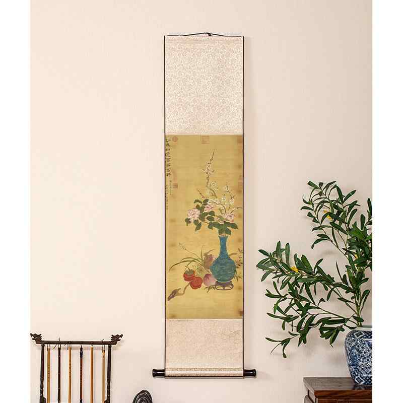掛け軸 中国 レトロ 古風 茶室 チャイナ 巻物 絵画 生け花 リビング ルーム 廊下 書斎 縦 装飾 インテリア アート 高級感