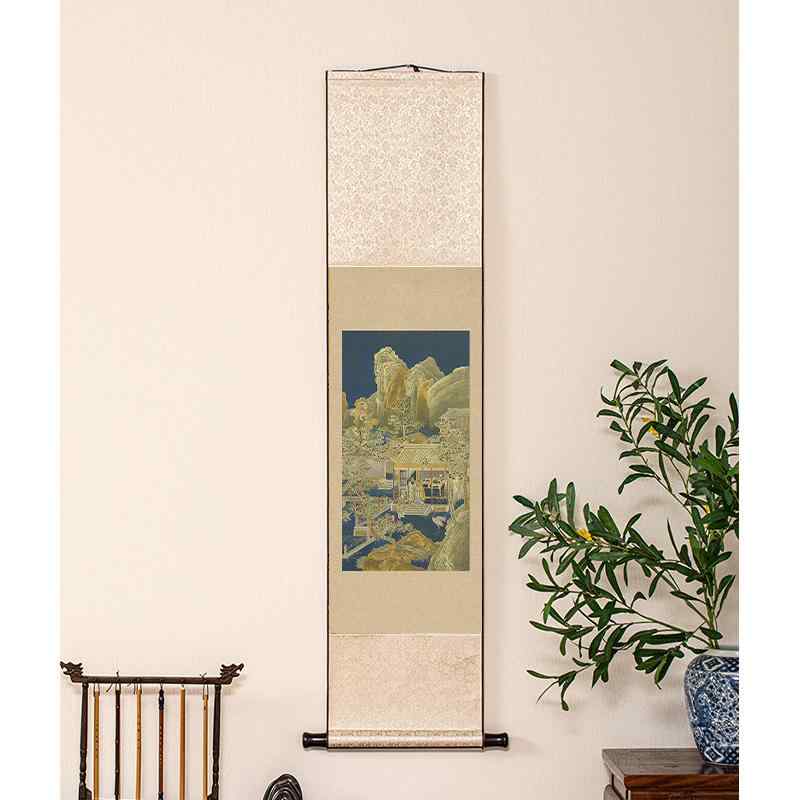 掛け軸 中国 レトロ 古風 茶室 チャイナ 巻物 絵画 風景画 リビング ルーム 廊下 和室 書斎 縦 装飾 インテリア アート 高級感