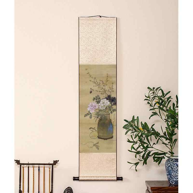 掛け軸 中国 レトロ 古風 茶室 チャイナ 巻物 絵画 生け花 リビング ルーム 廊下 書斎 縦 装飾 インテリア アート 高級感