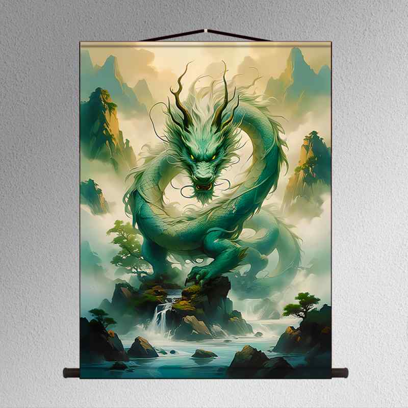 楽天市場】掛け軸 絵画 龍 ドラゴン 神話 獣 青龍 鳳凰 縁起良い 幸運