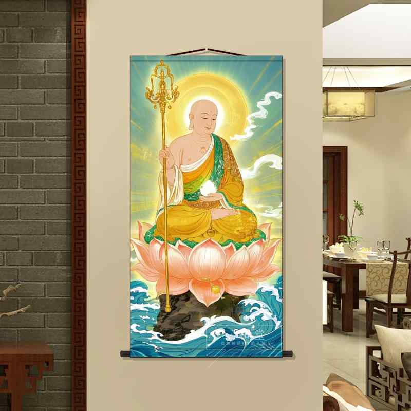 掛け軸 佛様 絵画 仏教画 大仏 地蔵菩薩 蓮華 南無阿弥陀仏 肖像画 レトロ 禅 アート 巻物 壁画 飾り フレームレス 6,652円