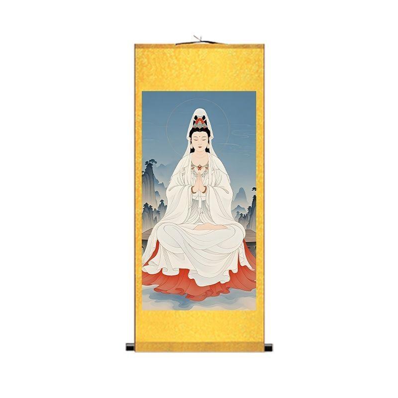 観音菩薩 掛け軸 絵画 レトロ 古風 和風 インテリア 南海 肖像画 巻物 絹 布 仏教 禅 壁画 中国 飾り