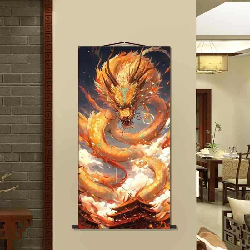 ドラゴン掛軸 美術品 楽天市場】掛け軸 絵画 龍 ドラゴン 神話 獣 青龍 鳳凰 縁起良い 幸運