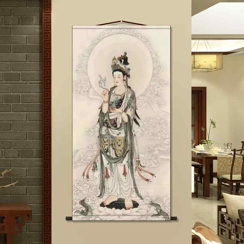 楽天市場】観音菩薩 掛け軸 絵画 レトロ 古風 和風 インテリア 蓮華