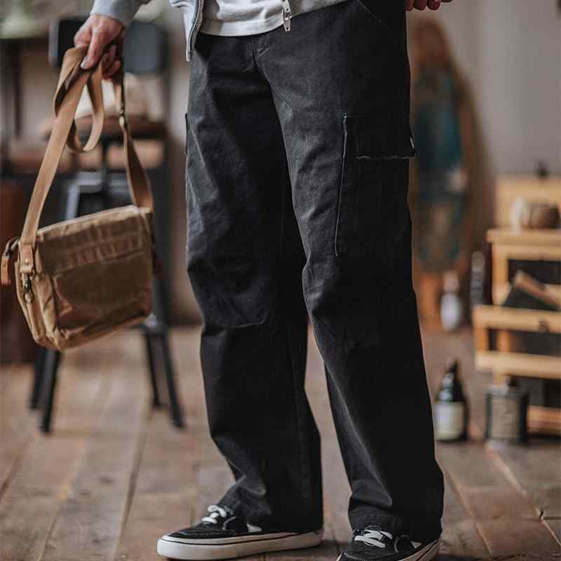 カーゴパンツ コットン素材 ウォッシュ加工 シンプル スタイリッシュ ワークウェア 無地 カジュアル パンツ ズボン レトロ 春 アウトドア デニム おでかけ 通勤 リラックス