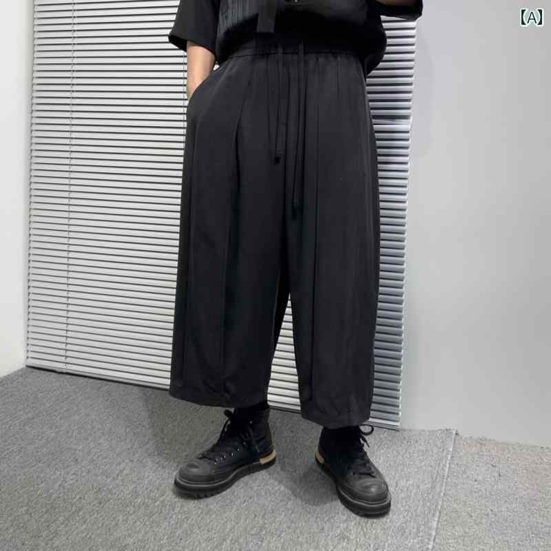 夏 ボトムス メンズ レディース 薄っぺら ドレープ 八分丈 ゆったり 個人的特徴的 レトロ 広広とした レッグ ズボン下 雅びやか 涼感