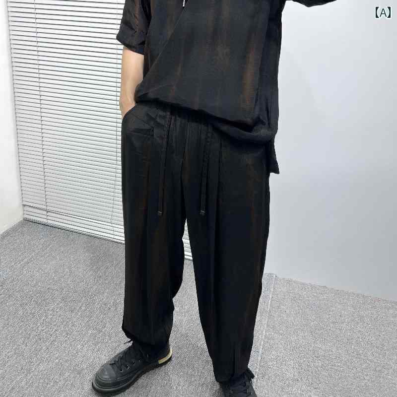 夏 薄っぺら ズボン下 レトロ ドレープ メンズ 全能 心地よい 動き分かりやすい ゆるダボ 伸び伸びする 好いたらしい 伸縮性 若押し出し