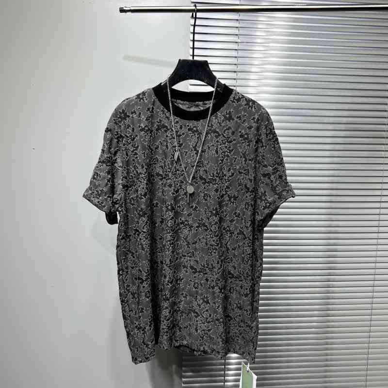 Tシャツ メンズ 夏 ファッション ダーク トップス ステッチ未加工 エッジ 薄手 ダメージ加工 通気性 快適 軽量 ストリート レトロ カジュアル スリムフィット ゴシック