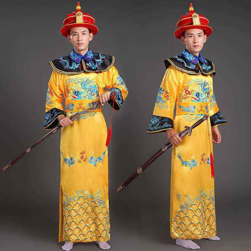時代衣装 メンズ 男性用 レディース 女性用 清時代 中華風 宮廷服 皇帝 皇后 皇太子 王子 公主 ドラゴンローブ 龍袍 舞台衣装 演劇 イベント コスチューム 仮装 麻混 ポリエステル サテン プリント 高品質 高級感