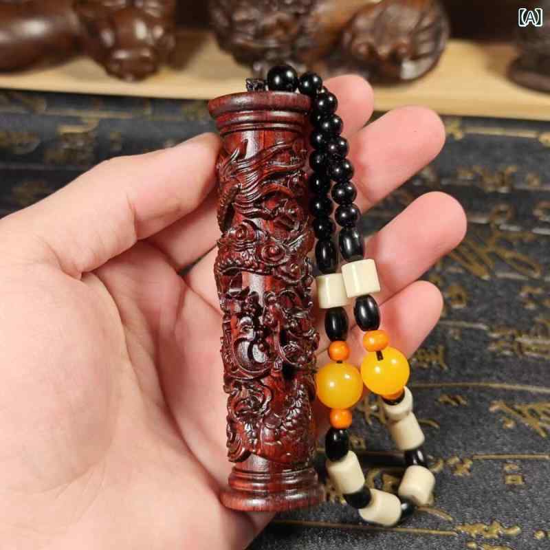 置物 小葉紫檀 木製 精密彫刻 昇り龍柱 無垢材 10cm リビング 玄関 インテリア 飾り 高級感 縁起物 風水アイテム