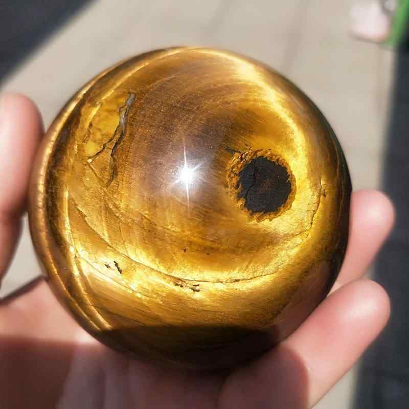 置物 天然水晶 タイガーアイ 虎目石 パワーストーン クリスタルボール 球体 エッグ型 卵型 研磨 マッサージ ヒーリング 癒し インテリア オブジェ コレクション 精巧 イエロー 黄色 ヨーロピアン
