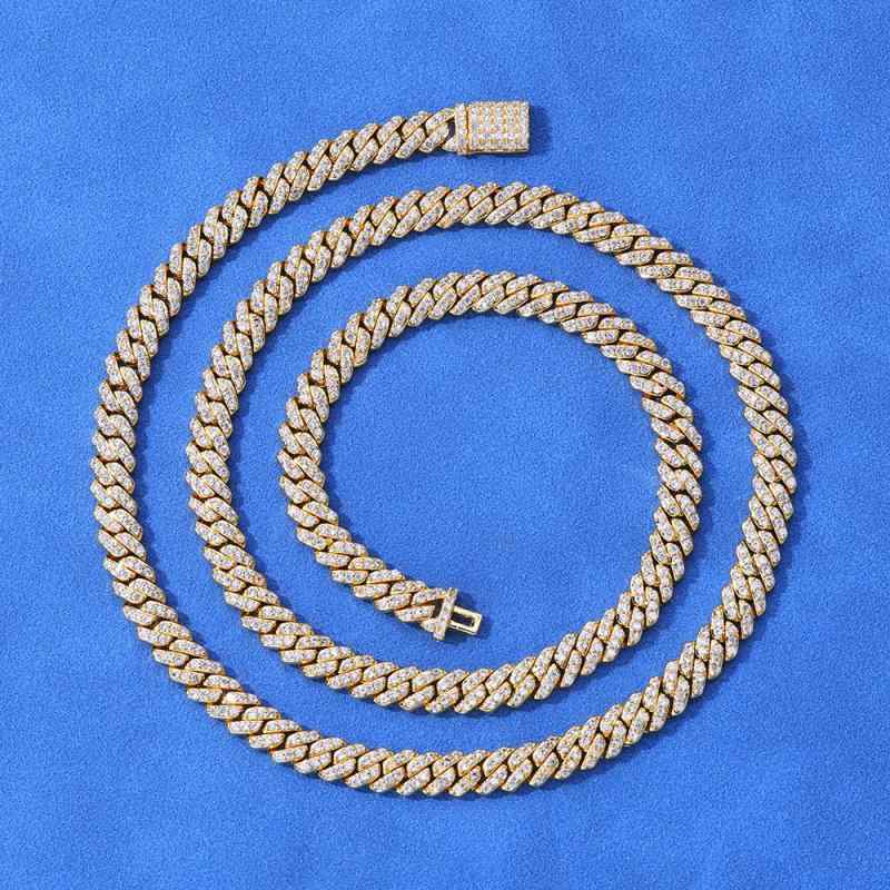 ネックレス メンズ 男性用 ヒップホップ ストリートファッション キューバンチェーン 6mm 単列 ジルコニア フルパヴェ 銅製 ゴールド プラチナカラー 高見え 高級感 万能 カジュアルアクセサリー