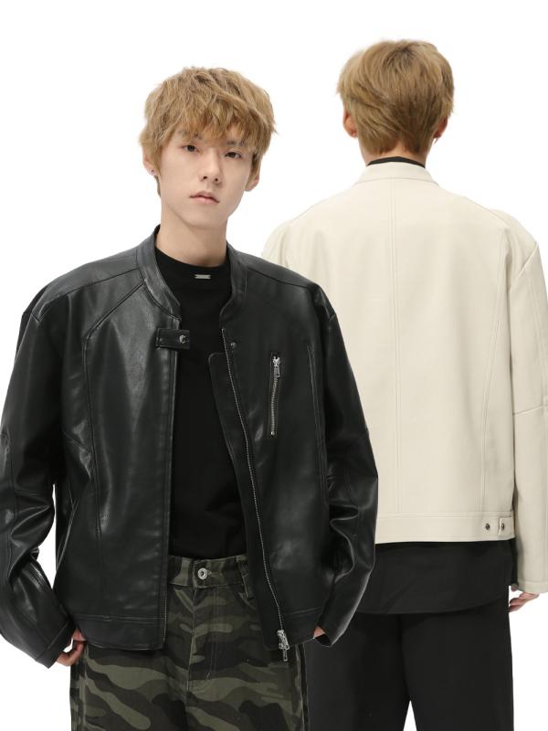 ジャケット メンズ 男性用 秋服 秋冬 アメカジ ストリート ファッション ショート丈 レザージャケット PUレザー フェイクレザー 革ジャン ジップアップ ブルゾン シンプル かっこいい