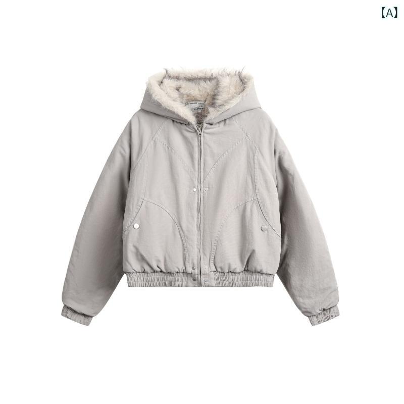 中綿ジャケット メンズ 冬 フード付き 裏ボア ボア襟 コットン素材 アメカジ レトロ 切り替えデザイン 防寒 ビッグシルエット カジュアルアウター