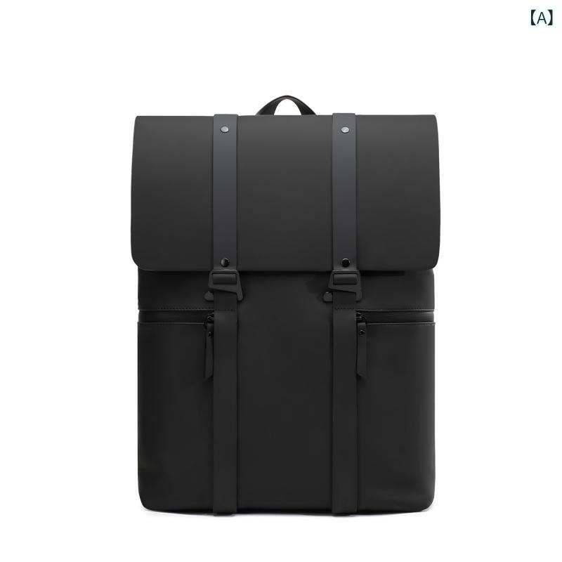 リュック メンズ 男性用 ビジネスバッグ 高級感 ノートPC収納 16インチ対応 防水 バックパック 合成皮革 通勤 通学 旅行 普段使い カジュアル ブラック