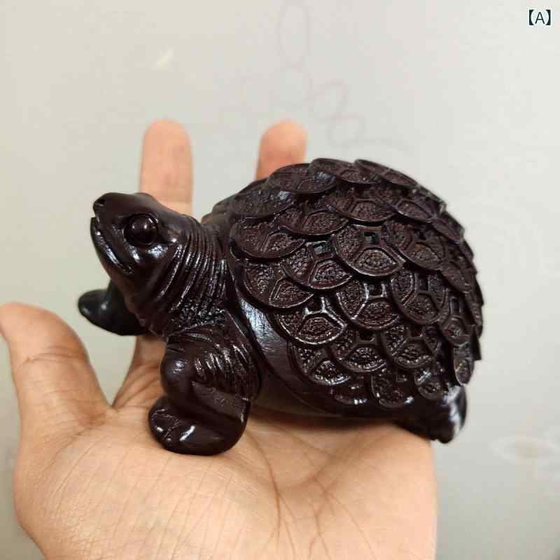 置物 黒檀 木彫り 金運 金銭亀 無垢材 中国風 開運祈願 招福 縁起物 リビング オフィス 卓上 デスク インテリア オブジェ 飾り物 和室 洋室 玄関飾り
