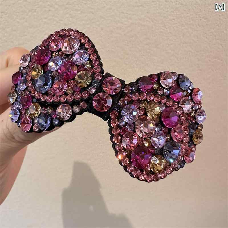 ヘアアクセサリー レディース 韓国風 上品 リボン バネ式 まとめ髪 ヘアクリップ レトロ クラシカル 宮廷風 エレガント 煌めく クリスタル ラインストーン 普段使い オフィス 大人かわいい おしゃれ 髪飾り