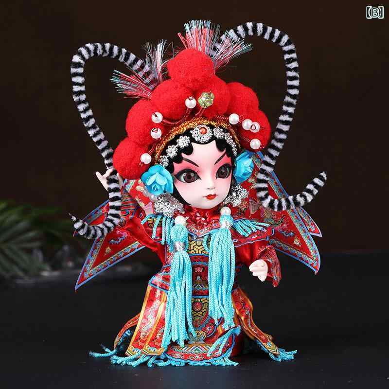 絹人形 京劇ドール 中国伝統工芸品 中華風 優美 豪華な衣装 置物 オブジェ インテリア飾り 鑑賞用 美術品 手作り ハンドメイド 絹製 北京土産 記念品 コレクション ギフト