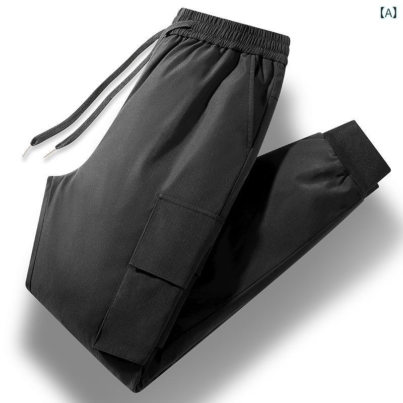 ダウンパンツ メンズ 秋冬 白ダックダウン 90% ポリエステル 高品質 防寒 保温 あったか 厚手 ウエストゴム ストレート カジュアル 普段使い 快適