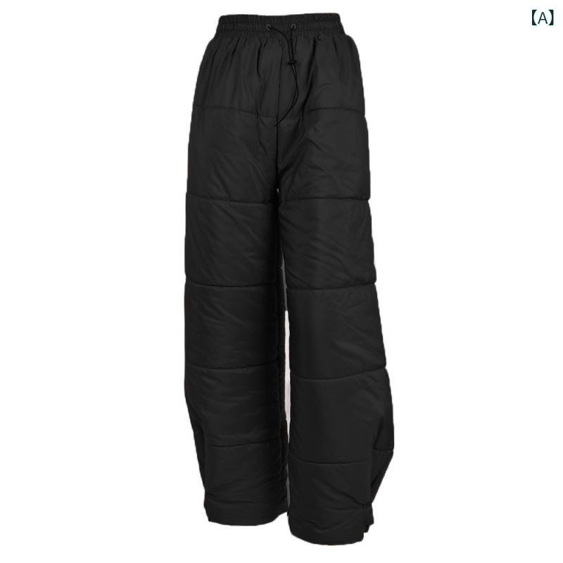 パンツ レディース 秋冬 中綿入り 綿 保温 厚手 ウエストゴム ドローストリング ポケット 面ファスナー ストレート ロングパンツ カジュアル 黒 ブラウン グリーン 4,734円