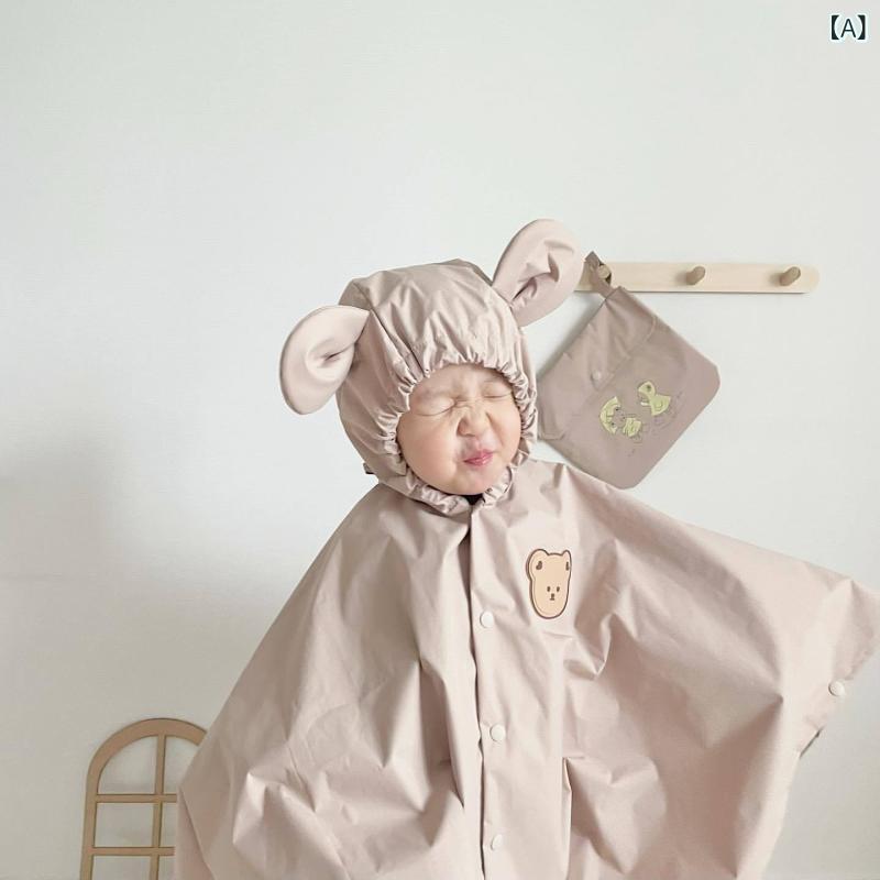レインポンチョ キッズ ベビー 男の子 女の子 子供用 韓国風 くま キャラクター オックスフォード生地 防水 レインウェア 幼稚園 保育園 通園 遠足