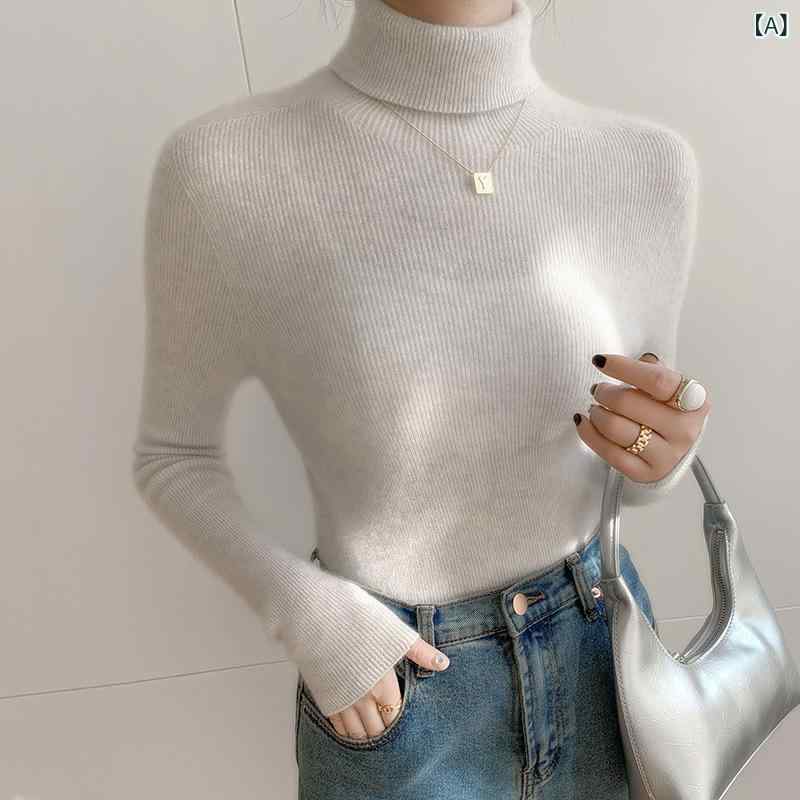 ニット レディース 秋冬 カシミヤ混 厚手 ショート丈 タートルネック スリム タイトフィット 長袖 プルオーバー 無地 保温 あったか エレガント セーター トップス