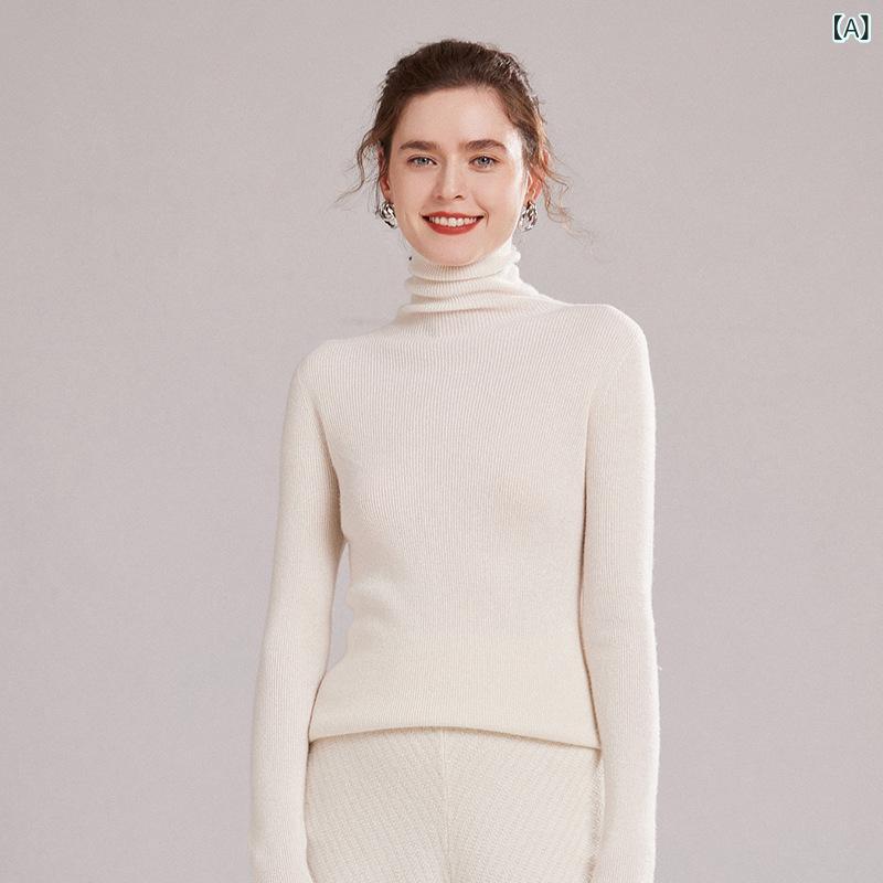 ニット レディース カシミヤ プルオーバー モックネック ハイネック 厚手 暖かい リブ編み スリムフィット 着痩せ 秋冬 通勤 オフィス 普段使い