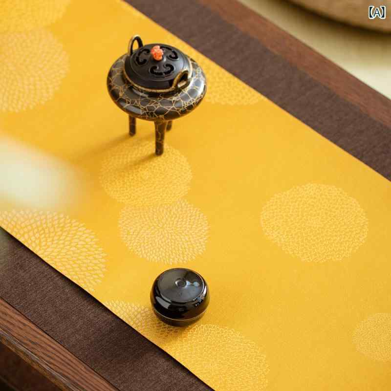 テーブルランナー 菱形模様 錦織 新中国風 禅テイスト 茶席 茶道マット 手作り ハンドメイド 長尺 和モダン リビング インテリア 茶道具 ティータイム 多用途 オールシーズン