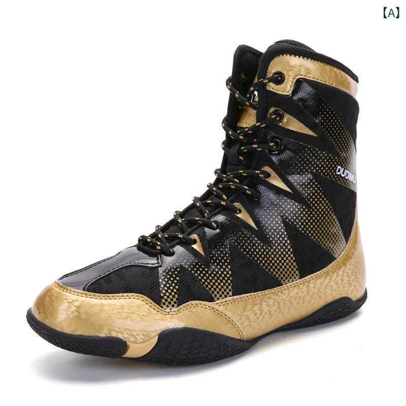 シューズ 男女兼用 格闘技 レスリング ボクシング トレーニング ジム ウェイトリフティング スクワット 室内 ハイカット 合成皮革 ラバーソール 高グリップ 安定性