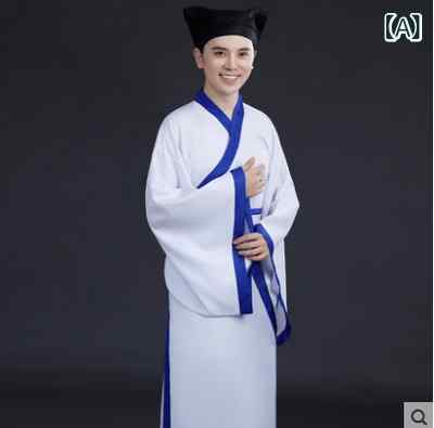 漢服 男の子用 明宋時代 書生 牛郎 舞台演劇 発表会 イベント 学園祭 コスチューム 中国伝統民族服 綿 コーデュロイ 白 グレー 黒 ブルー スカイブルー グリーン
