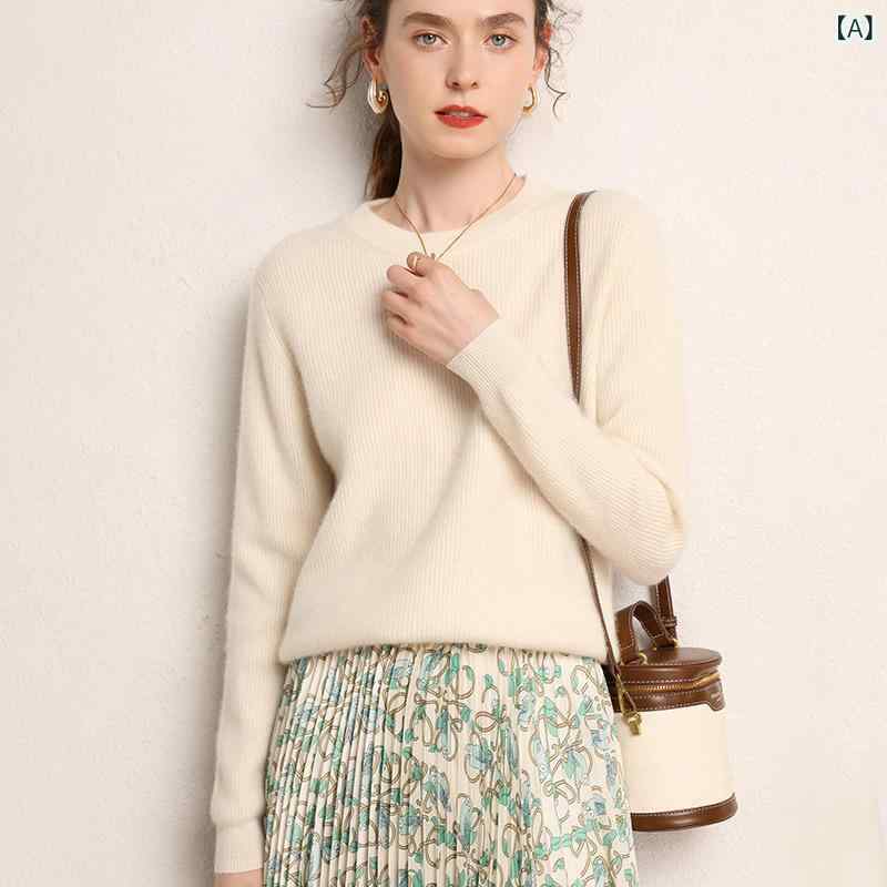 ニット レディース カシミヤ100% プルオーバー ゆったり クルーネック ショート丈 厚手 防寒 保温 セーター トップス 高級感 リラックスフィット 秋冬 普段使い カジュアルスタイル