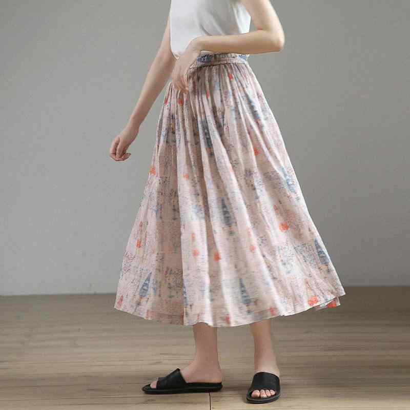 スカート レディース ロングスカート リネン 涼しい 花柄 ギャザー 接触冷感 総柄 ウエストゴム カジュアル 体型カバー ふんわり Aライン 春夏|Hanbok Home