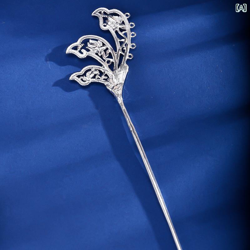かんざし 純銀999 スズラン 花 御花画題 新中華風 レトロ アンティーク 漢服 和装 髪飾りつけ 髪の毛付属物 雅びやか 雅びやか