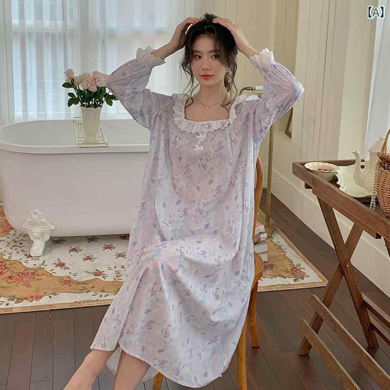 お部屋お召しもの レディース フレンチ表現スタイル 妃殿下風 ガーリー 愛くるしげ 織り綿 人絹 総柄 ゆったり ロング丈 パジャマ衣装 お部屋着 ワンマイルウェア 秋
