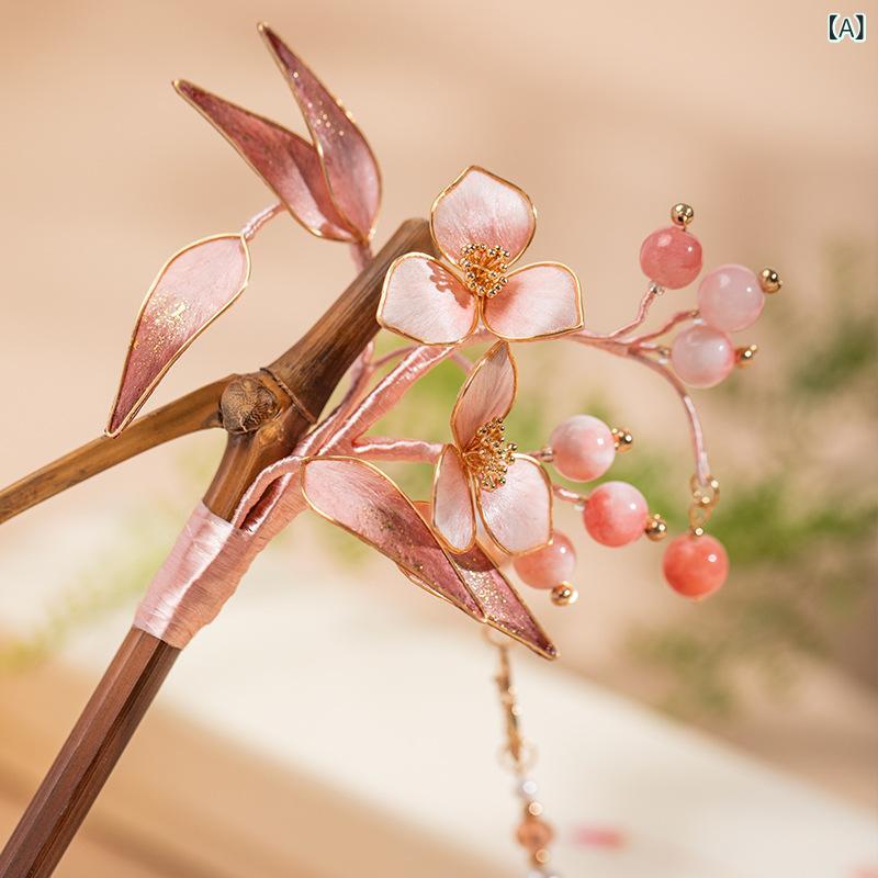 簪 伝統工芸 ベルベット フラワー 梅 竹 葉 花モチーフ 新中華風 古風 高級感 エレガント 手作り 揺れる タッセル 房飾り チャイナドレス 和装小物 普段使い パーティー 贈り物 誕生日 結婚式 記念日 ギフト 4,619円