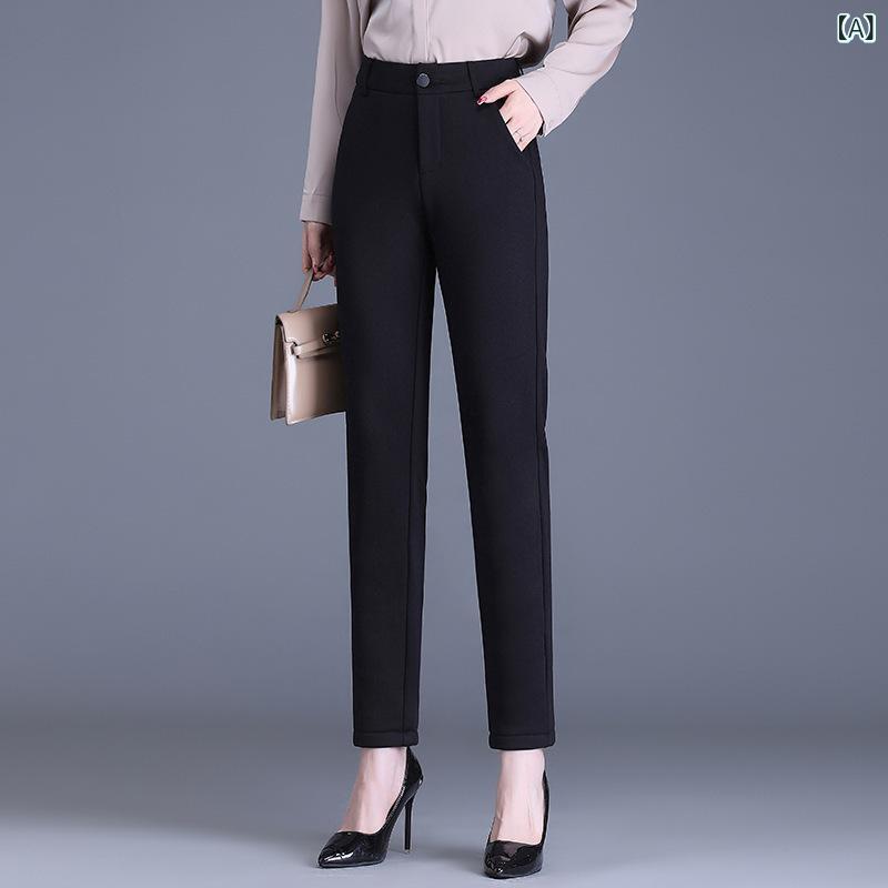 テーパードパンツ レディース ハイウエスト 裏起毛 あったか ストレッチ 綿混 スリム ロング丈 細見え 脚長効果 カジュアル きれいめ 通勤 オフィス 普段使い 秋冬