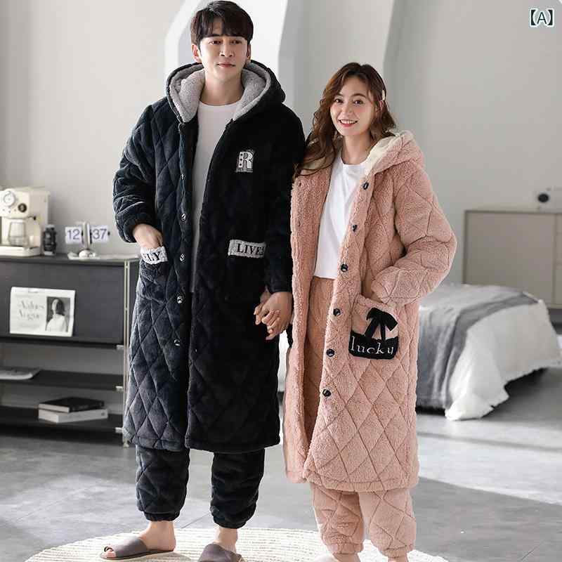 お部屋お召しもの メンズ レディース 好一対用 秋冬 3層 中綿入り口・入口 サンゴフリース 裏起毛 朦々たる 保温 あったか ふわふわ もこもこ お部屋着