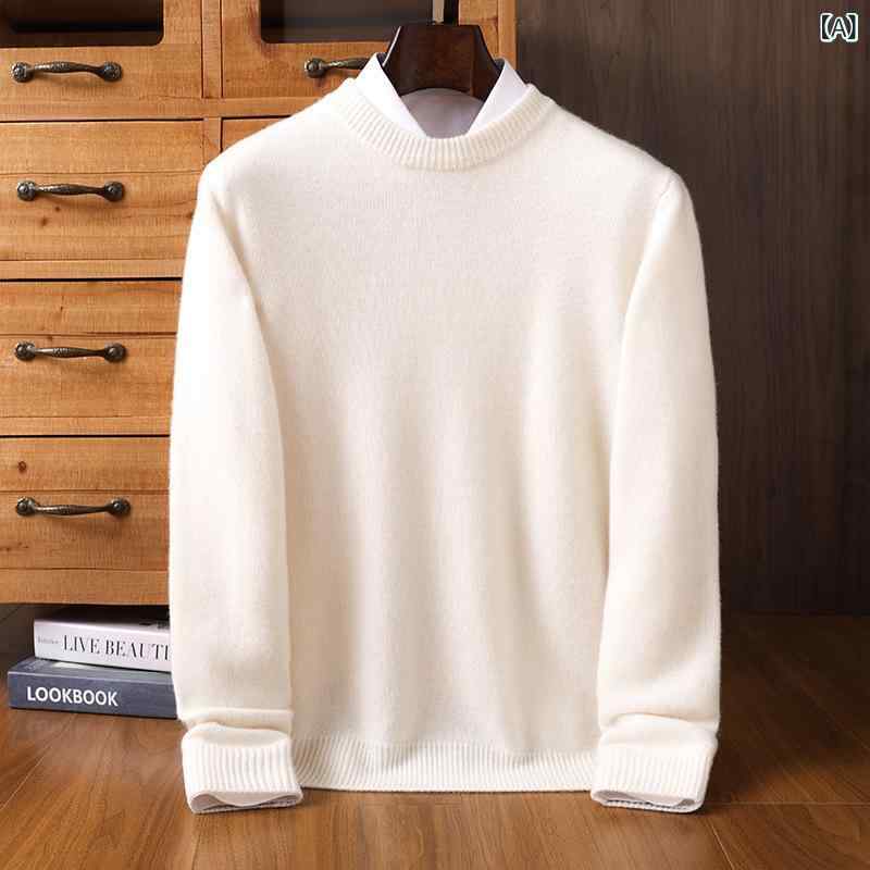 ニット メンズ 男性用 秋冬 カシミヤ 厚手 暖かい クルーネック 丸首 プルオーバー セーター ベーシック 定番 カジュアル ビジネス オフィス 通勤 普段使い 長袖｜Hanbok Home