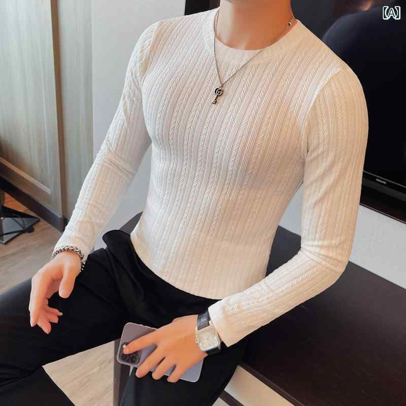 Tシャツ メンズ 男性用 長袖 クルーネック スリムフィット 細身 プルオーバー ストレッチ 伸縮性 ポリエステル インナー カットソー ベースレイヤー 普段使い カジュアル 韓国風 秋冬 4,538円