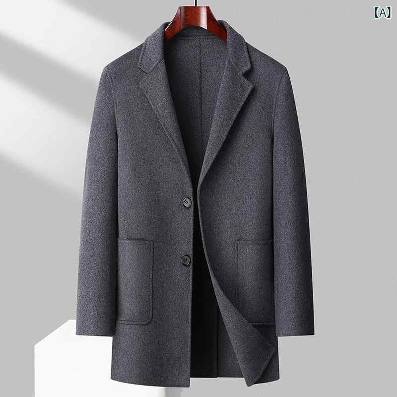 コート メンズ 男性用 ダブルフェイス ウール カシミヤ混 メルトン ショート丈 ダブルブレスト ジャケット アウター チェック柄 スリムフィット テーラードカラー 秋冬 ビジネス カジュアル 8,700円