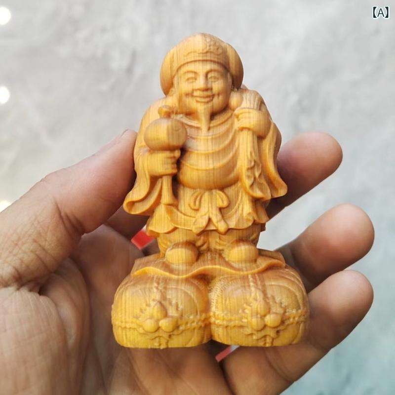 置物 大黒天 仏像 縁起物 開運招福 ラッキーアイテム 崖柏 無垢材 木彫り 高級感 新中式 卓上 インテリア デスク飾り 高さ8cm