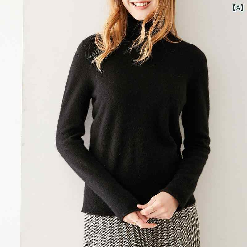 編み物 レディース お上さん用 カシミール 純然たる 秋冬 タートルネック ハイネック ホールガーメント シームレス ゆったり ルーズフィット ロールヘム ティーシャツ 肌付き 通い 執務室 雅びやか 普段使い走り 肋材編み
