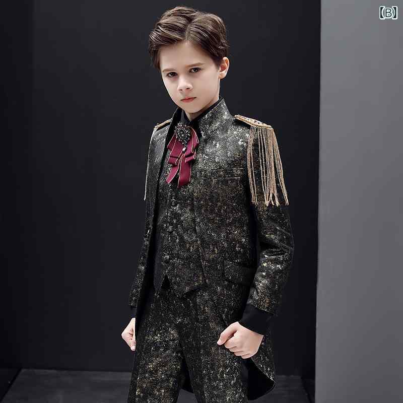 キッズ 男の子 礼服 スーツ テールコート タキシード スリーピース セットアップ 英国風 ブリティッシュ 発表会 演奏会 結婚式 フラワーボーイ 司会 フォーマル パーティー|Hanbok Home