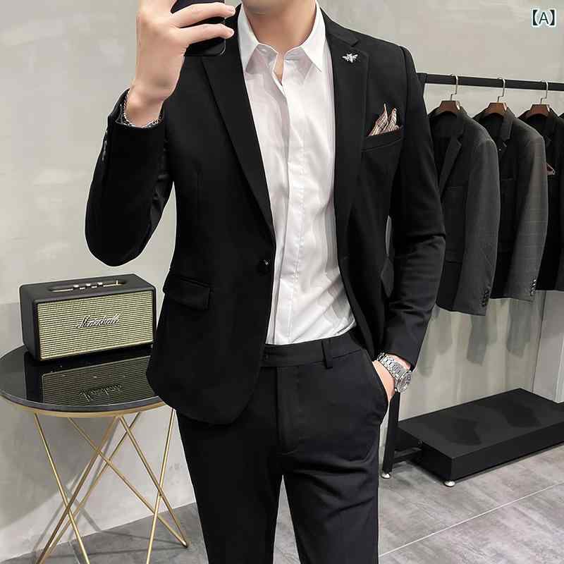 背広 成人男性用 セットアップ 心地よい か細い相応う 背広 華燭の典 フォーマル 花むこ用 歳月 綿混 黒いこと 薄墨色