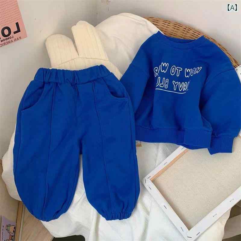 セットアップ キッズ ベビー 男の子 女の子 秋冬 裏起毛 厚手 綿素材 トレーナー ジョガーパンツ 韓国風 おしゃれ 個性的 カジュアル 2点セット