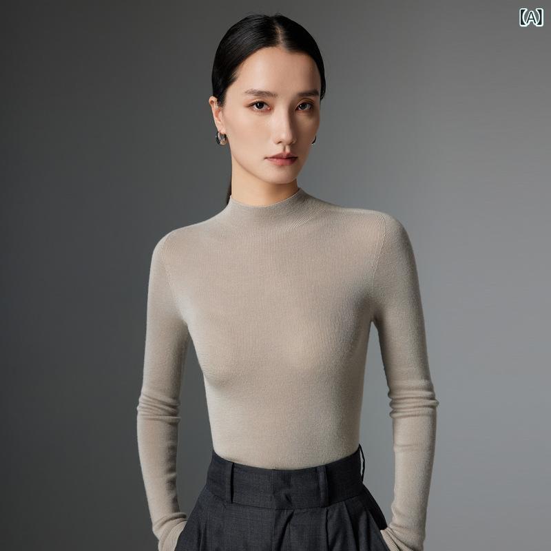 ニット レディース カシミヤ ハイネック 無地 スリムフィット 着やせ プルオーバー セーター トップス インナー 中厚手 上品 高級感 通勤 オフィス カジュアル 秋冬